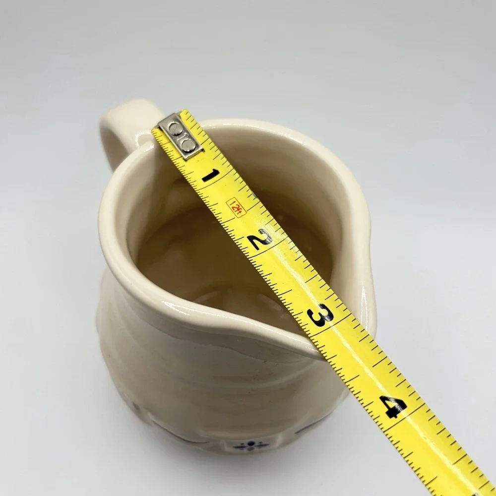Vintage‎ Longaberger Pottery Woven Traditions Classic Blue Creamer NOS